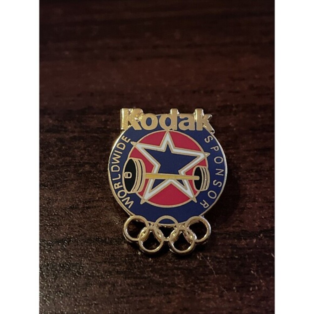 Vintage Kodak Worldwide Sponsor‎ Weightlifting Olympics Lapel Hat Pin